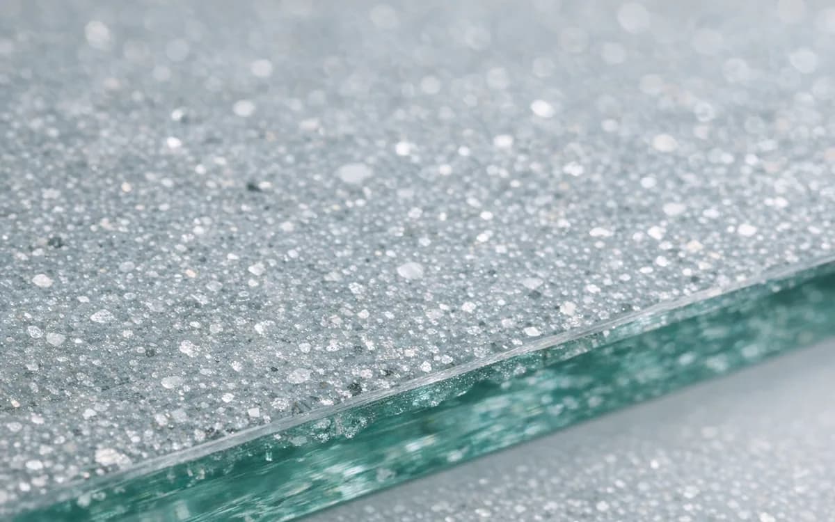 Macro detail of Clear float glass — texture and structure