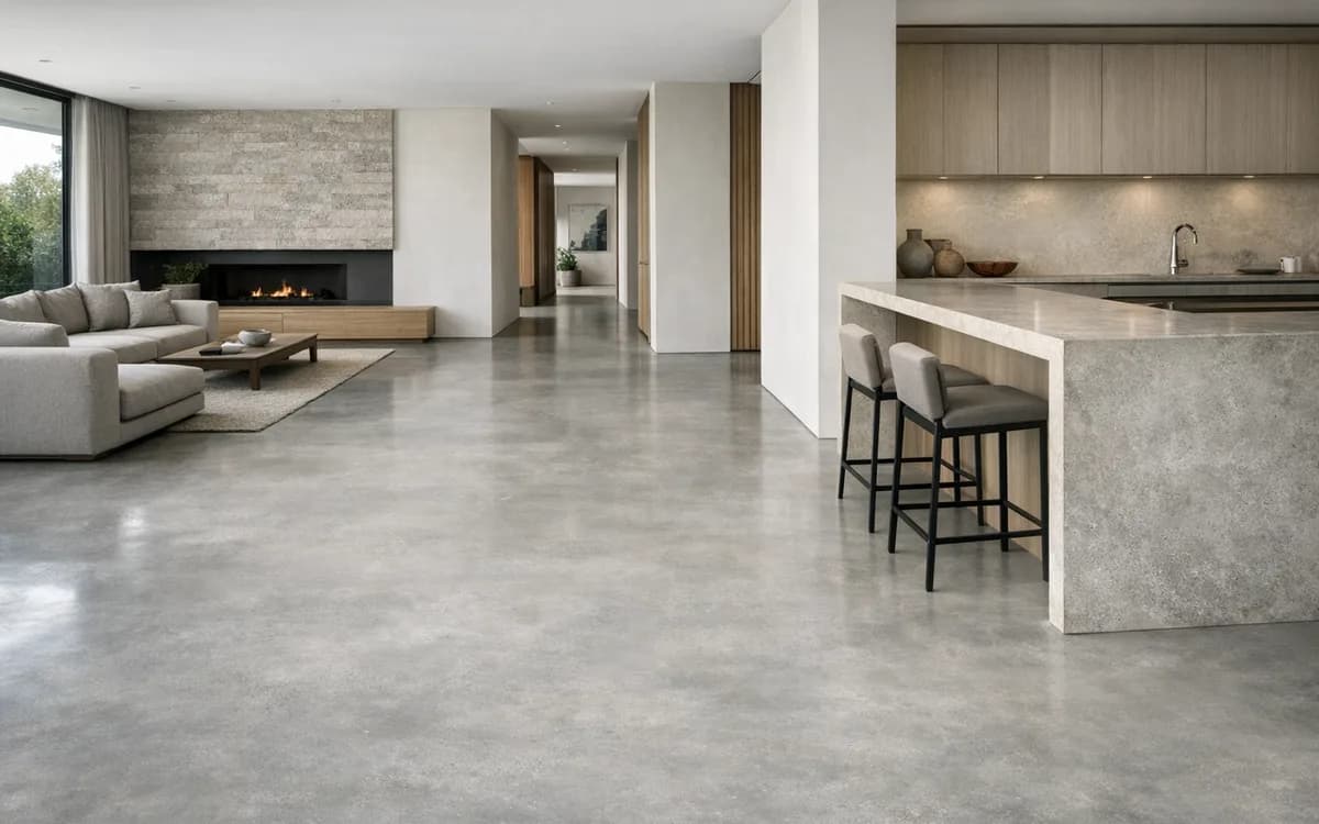 Polished concrete in a residential interior (Floor · Modern)